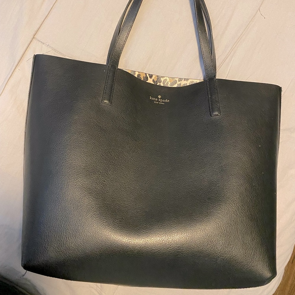 COPY - Kate Spade Black & Leopard Reversible Tote w/ Leopard Wristlet